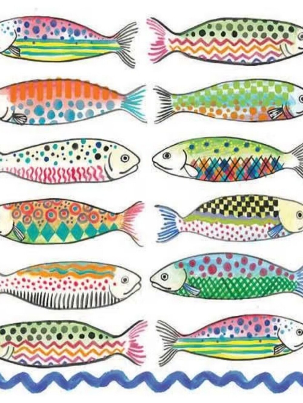 Mackenzie Childs Cocktail Paper "Go Fish"  Napkins, 20 Count, NEW